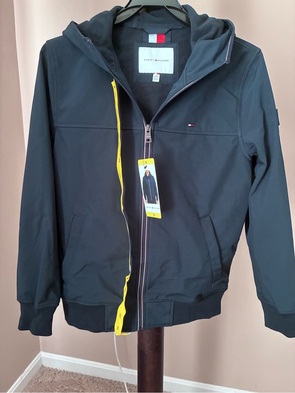 Tommy Hilfiger Black Hooded Performance Jacket with Contrast Trim